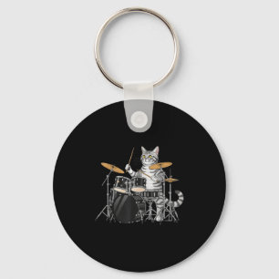 Katze spielt Schlagzeug Drumset Drumkit Trommeln T Schlüsselanhänger