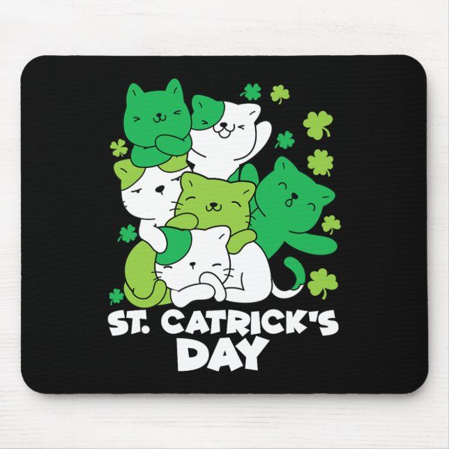 Katze St. Patrick's Day Katze Leprechaun Glücklich Mousepad (Vorne)