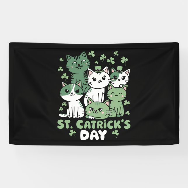 Katze St. Patrick's Day Lustiger Catrick's Day Banner (Horizontal)