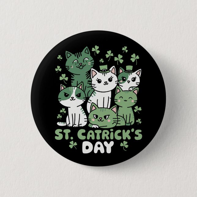 Katze St. Patrick's Day Lustiger Catrick's Day Button (Vorderseite)