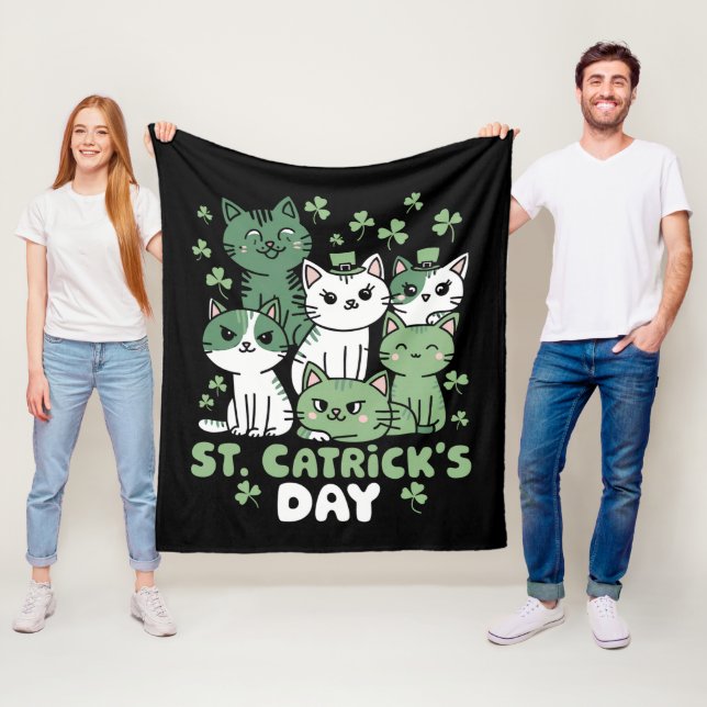Katze St. Patrick's Day Lustiger Catrick's Day Fleecedecke (Beispiel)