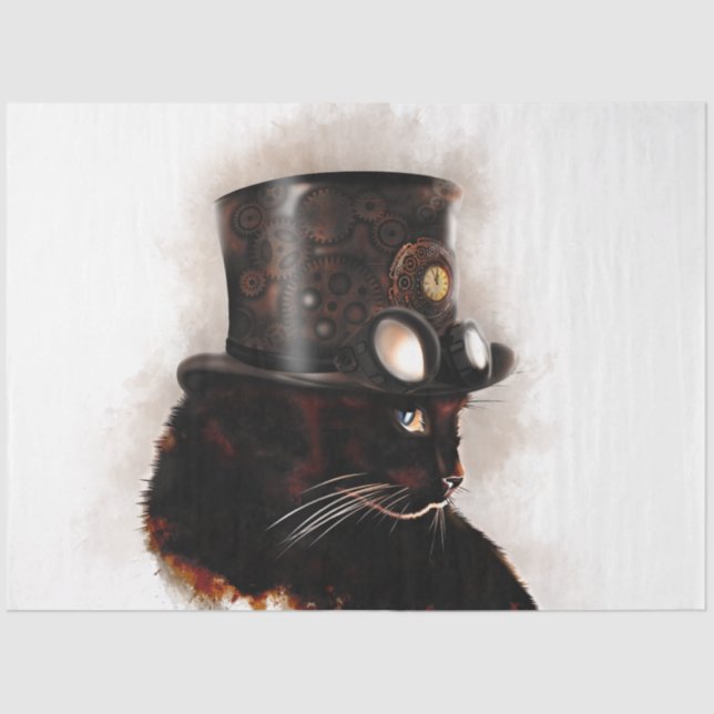 Katze Steampunk Seidenpapier (Vorderseite)