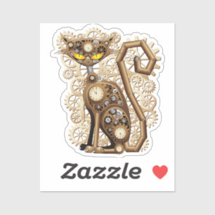 Katze Steampunk Vintage Retro-Stil Maschine  Aufkleber