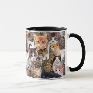 Katze stellt Muster gegenüber Tasse