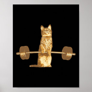 Katze Stemmt Maunzen Gewichtheben Bodybuilding Fit Poster