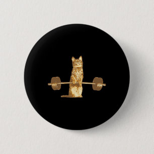 Katze Stemmt Miauen Gewichtheben Bodybuilding Fitn Button