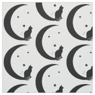 Katze, Sterne und Mond Stoff