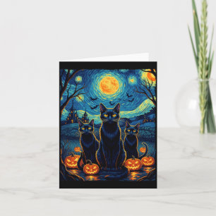 Katze Sternennacht Halloween Schwarze Katzen Liebh Karte