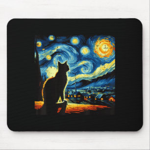 Katze Sternennacht Van Gogh Kätzchen Malerei Kunst Mousepad