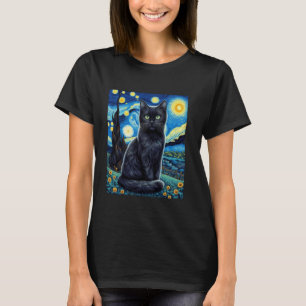 Katze Sternennacht van gogh Katze für Katzenliebha T-Shirt