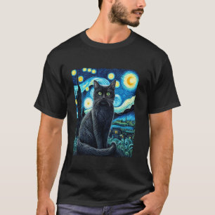 Katze Sternennacht van gogh Katze für Katzenliebha T-Shirt