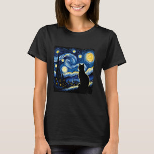 Katze Sternennacht Van Gogh Katze Für Katzenliebha T-Shirt