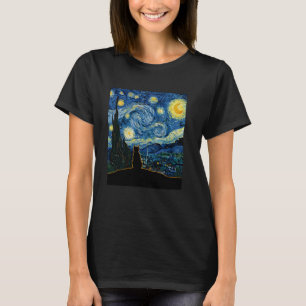 Katze Sternennacht Van Gogh Katze Für Katzenliebha T-Shirt