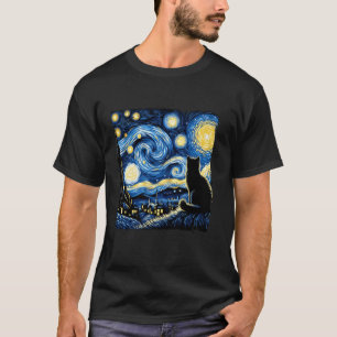Katze Sternennacht Van Gogh Katze für Katzenliebha T-Shirt