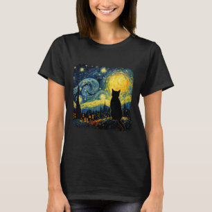 Katze Sternennacht Van Gogh Katze Für Katzenliebha T-Shirt