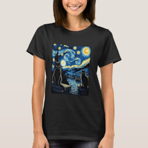Katze Sternennacht van gogh Katze für Katzenliebha T-Shirt