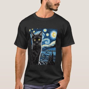 Katze Sternennacht van gogh Katze für Katzenliebha T-Shirt