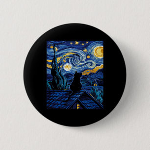 Katze Sternennacht Van Gogh Katzen Kunstliebhaber  Button