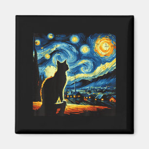 Katze Sternennacht Van Gogh Kitty Malerei Kunst Fr Magnet
