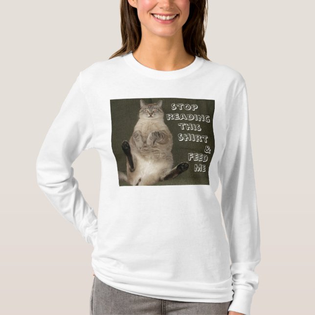 Katze "STOP READING SHIRT & FÜTTRE ME" Frauen Hood (Vorderseite)