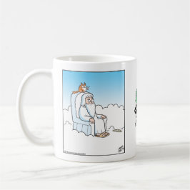 Katze stößt Gottes Heiligenschein herunter Kaffeetasse
