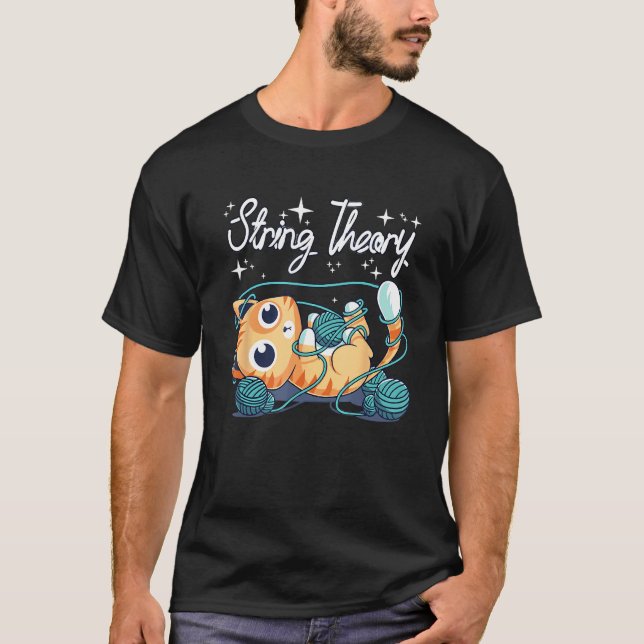 Katze Stringtheorie Stricken T-Shirt (Vorderseite)