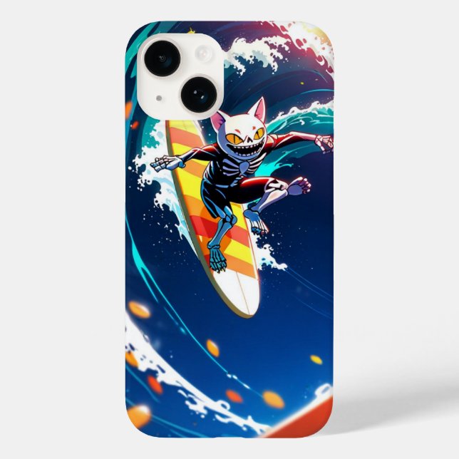 Katze Surf Case-Mate iPhone 14 Hülle (Rückseite)
