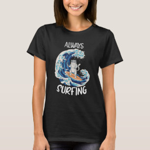 Katze surft auf Surfbrett Surfer T-Shirt