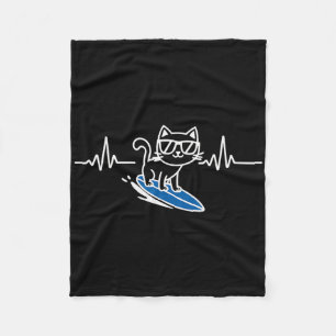 Katze surft Lustiger Surfer Surfbrett Surfen Fleecedecke
