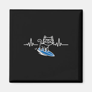 Katze Surft Lustiger Surfer Surfbrett Surfen  Magnet
