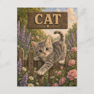 Katze Süß Baby Bilderbuch Kinderzimmer Tier Postkarte
