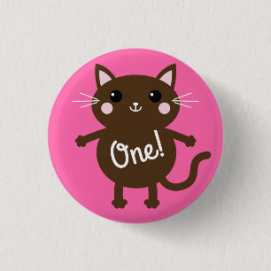 Katze Süße Kitty Kindergeburtstagsfeier Thema Button