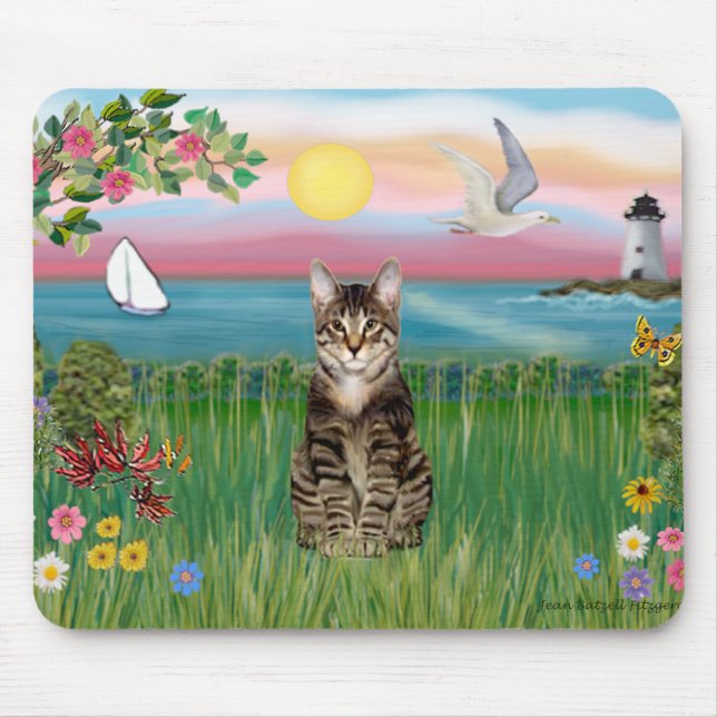 Katze (Tabby) - Leuchtturm Mousepad (Vorne)