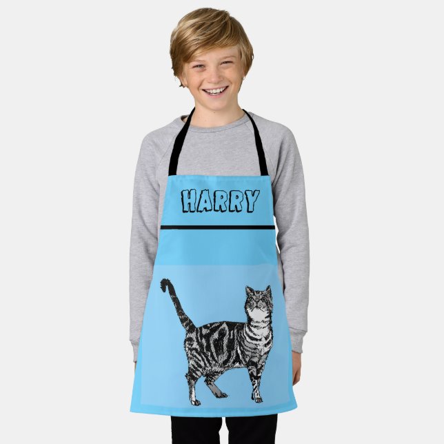 Katze Tabby Muster Pastellkatzen Kinder Jungen Lil Schürze (Getragen)