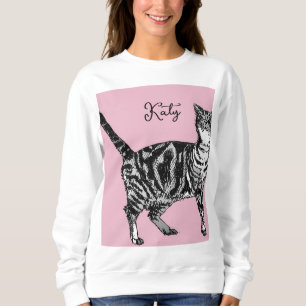 Katze Tabby Pastell Katzen Frauen Rose Pink Hausti Sweatshirt