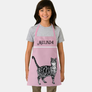 Katze Tabby Pastell Katzen Kinder Mädchen Hellrosa Schürze