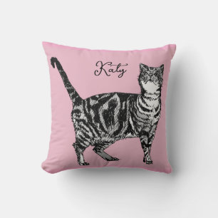 Katze Tabby Pastell Katzen Mädchen Rosa Pink Haust Kissen