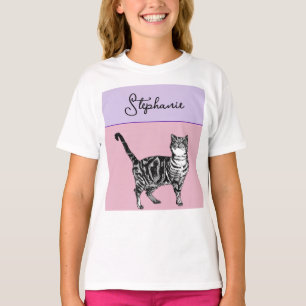 Katze Tabby Pastell Katzen Mädchen Rosa Pink Haust T-Shirt