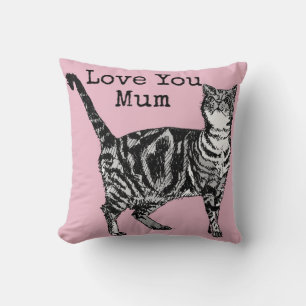 Katze Tabby Pastell Katzen Rose Pink Liebe Mama Mu Kissen