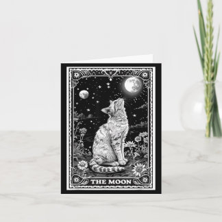 Katze Tarot Karte Witchy Mond Hut Halloween Schwar