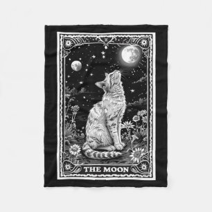 Katze Tarot Karte Witchy Mond Hut Halloween Schwar Fleecedecke