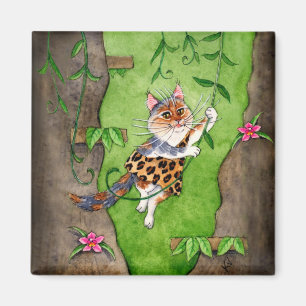 Katze Tarzan Jane, die in den Bäumen schwingt Magnet