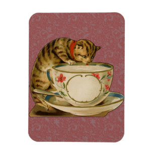 Katze Teetasse Niedlich Vintage Viktorianisch Magnet
