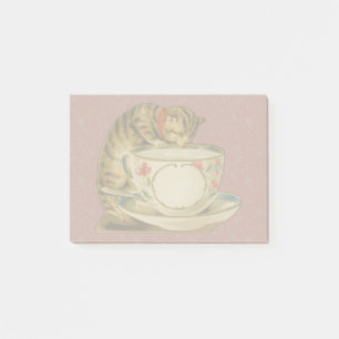 Katze Teetasse Süß Vintage Viktorianisch Haustier Post-it Klebezettel