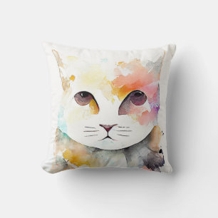 Katze Tier Natur Wasserfarben Malerei Kissen