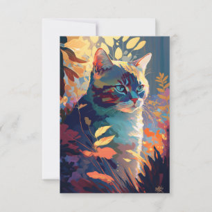 Katze Tier Portrait Malerei Art: Dankeskarte