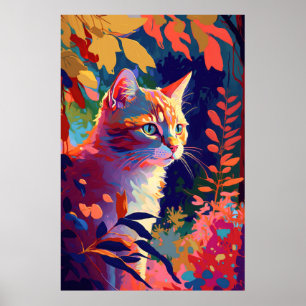 Katze Tier Portrait Malerei Art: Poster