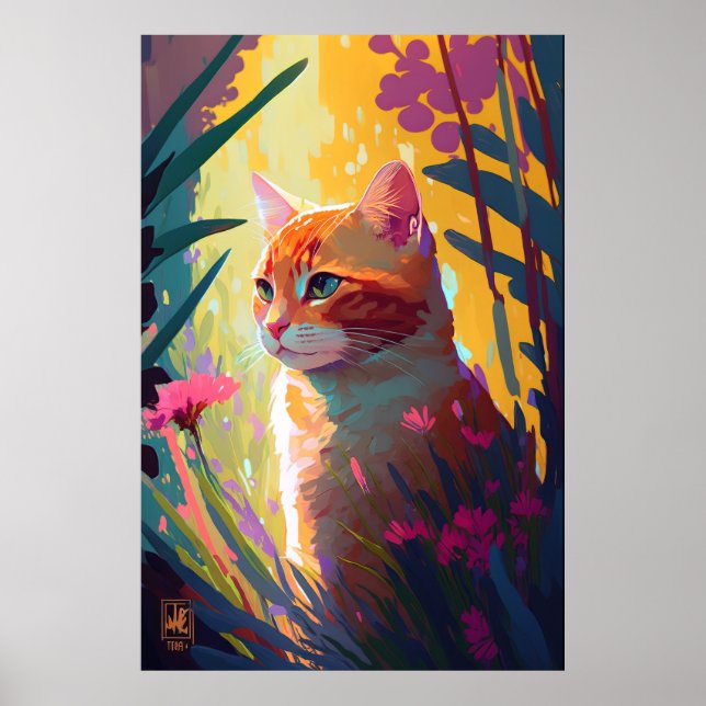 Katze Tier Portrait Malerei Art: Poster (Vorne)