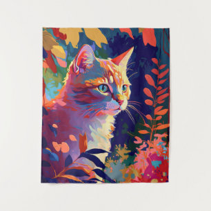 Katze Tier Portrait Malerei Art: Wandteppich