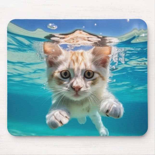Katze Tierspass Wasserspielen im Freien Mousepad (Vorne)